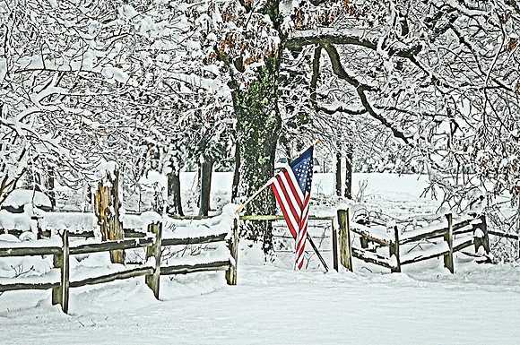 Flag in Snow HDR